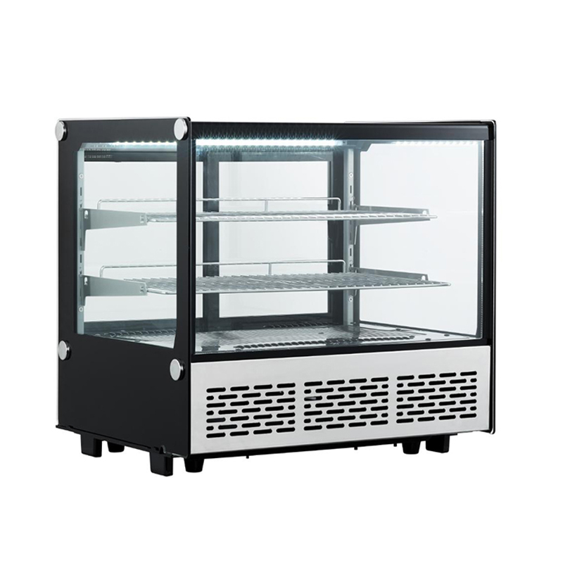 refrigerated glass display case for cake